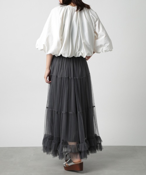 MAISON BREEZE（メゾンブリーズ）の「【MAISON BREEZE】ショートバルーンギャザーブルオーバー trc（シャツ/ブラウス・レディース・ブラック/オフホワイト/グレー・FREE）」の16枚目の写真