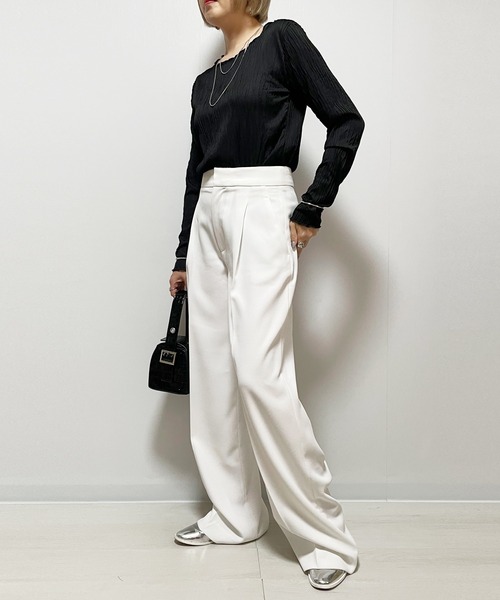 Fizz（フィズ）の「ウェーブジャガード　クルーネックロンT（Tシャツ/カットソー・レディース・ブラック/アイボリー/マスタード/グリーン/グレイッシュベージュ・M）」の9枚目の写真