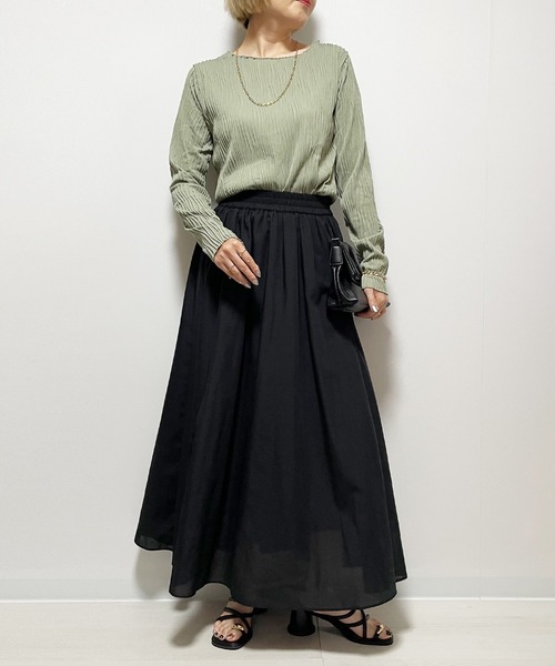 Fizz（フィズ）の「ウェーブジャガード　クルーネックロンT（Tシャツ/カットソー・レディース・ブラック/アイボリー/マスタード/グリーン/グレイッシュベージュ・M）」の13枚目の写真