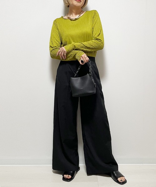 Fizz（フィズ）の「ウェーブジャガード　クルーネックロンT（Tシャツ/カットソー・レディース・ブラック/アイボリー/マスタード/グリーン/グレイッシュベージュ・M）」の15枚目の写真