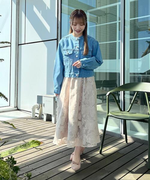 couture brooch（クチュールブローチ）の「◆パール調釦ノーカラーデニムジャケット（デニムジャケット・レディース・ブルー系その他/ライトブルー・38/40/42）」の12枚目の写真