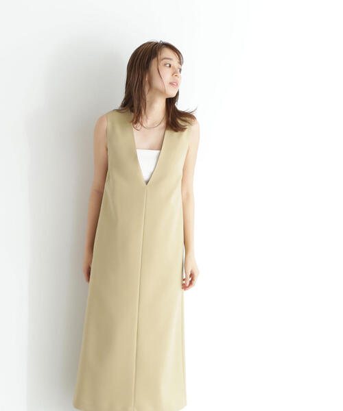 NATURAL BEAUTY BASIC(ナチュラルビューティーベーシック)の「◇カルゼストレッチシリーズ ナロージャンスカ(ジャンパースカート・レディース・ベージュ/ブラック/オフホワイト・MEDIUM/SMALL)」の11枚目の写真
