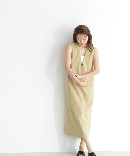 NATURAL BEAUTY BASIC(ナチュラルビューティーベーシック)の「◇カルゼストレッチシリーズ ナロージャンスカ(ジャンパースカート・レディース・ベージュ/ブラック/オフホワイト・MEDIUM/SMALL)」の14枚目の写真