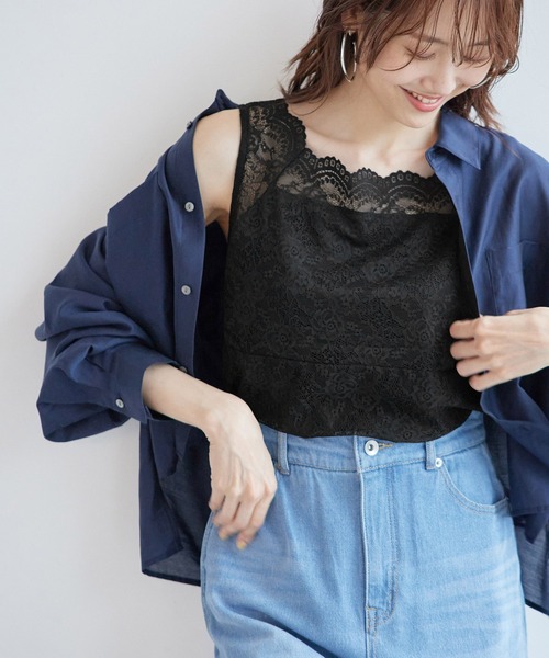 ROPE' PICNIC(ロペピクニック)の「総レースインナー(タンクトップ・レディース・ホワイト/ブラック・38/40)」の2枚目の写真