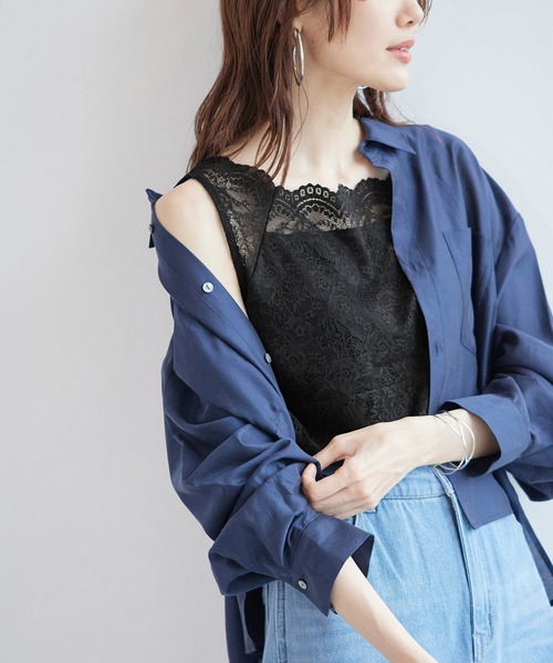 ROPE' PICNIC(ロペピクニック)の「総レースインナー(タンクトップ・レディース・ホワイト/ブラック・38/40)」の10枚目の写真