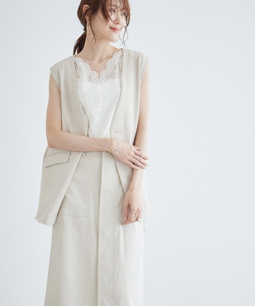 ROPE' PICNIC(ロペピクニック)の「総レースインナー(タンクトップ・レディース・ホワイト/ブラック・38/40)」の7枚目の写真