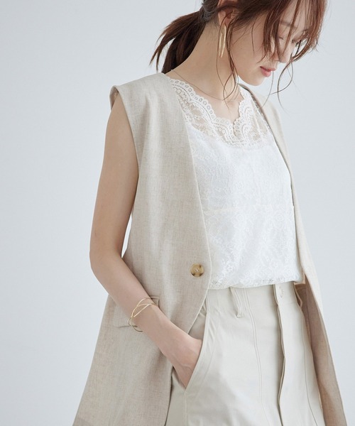 ROPE' PICNIC(ロペピクニック)の「総レースインナー(タンクトップ・レディース・ホワイト/ブラック・38/40)」の5枚目の写真