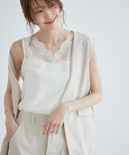 ROPE' PICNIC(ロペピクニック)の「総レースインナー(タンクトップ・レディース・ホワイト/ブラック・38/40)」の3枚目の写真