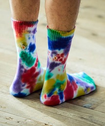 タイダイ刺繍クルーソックス