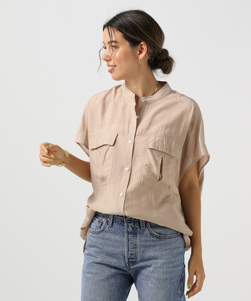 BAYFLOW（ベイフロー）の「シアーワークシャツ（シャツ/ブラウス・レディース・チャコール/ベージュ/ラベンダー/オフホワイト/ブルー/ブラウン/グリーン・FREE）」の4枚目の写真