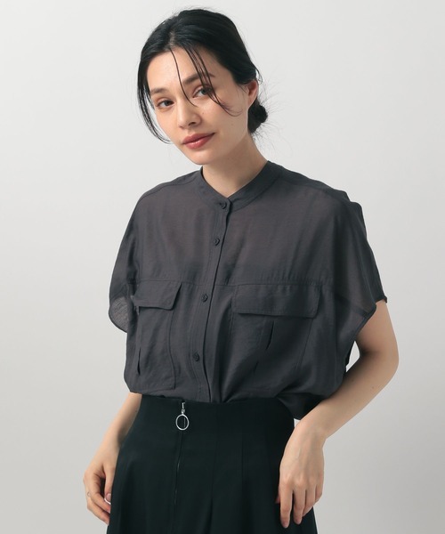 BAYFLOW（ベイフロー）の「シアーワークシャツ（シャツ/ブラウス・レディース・チャコール/ベージュ/ラベンダー/オフホワイト/ブルー/ブラウン/グリーン・FREE）」の8枚目の写真