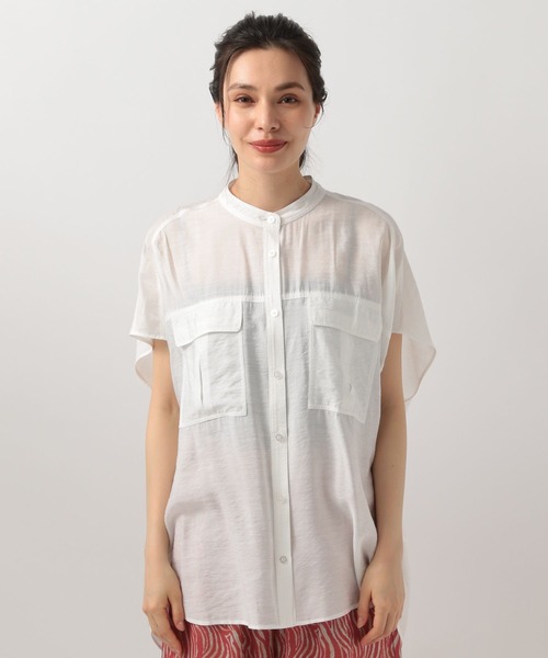 BAYFLOW（ベイフロー）の「シアーワークシャツ（シャツ/ブラウス・レディース・チャコール/ベージュ/ラベンダー/オフホワイト/ブルー/ブラウン/グリーン・FREE）」の9枚目の写真