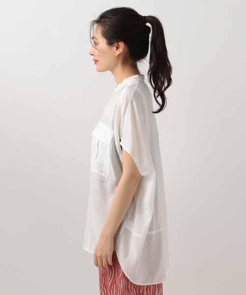 BAYFLOW（ベイフロー）の「シアーワークシャツ（シャツ/ブラウス・レディース・チャコール/ベージュ/ラベンダー/オフホワイト/ブルー/ブラウン/グリーン・FREE）」の10枚目の写真