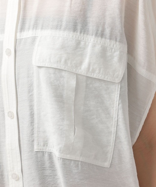 BAYFLOW（ベイフロー）の「シアーワークシャツ（シャツ/ブラウス・レディース・チャコール/ベージュ/ラベンダー/オフホワイト/ブルー/ブラウン/グリーン・FREE）」の15枚目の写真