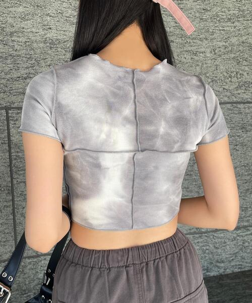 Figments（フィグメンツ）の「オーバーステッチタイダイチビT（その他トップス・レディース・ブラック/パープル・FREE）」の4枚目の写真