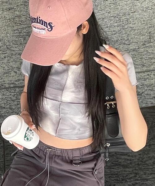 Figments（フィグメンツ）の「オーバーステッチタイダイチビT（その他トップス・レディース・ブラック/パープル・FREE）」の5枚目の写真