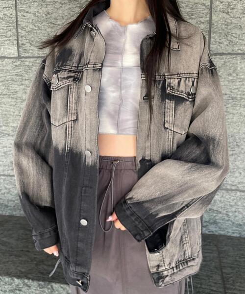 Figments（フィグメンツ）の「オーバーステッチタイダイチビT（その他トップス・レディース・ブラック/パープル・FREE）」の6枚目の写真