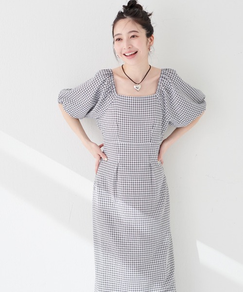 natural couture（ナチュラルクチュール）の「袖ボリュームセミタイトワンピース（ワンピース・レディース・その他3/その他2/その他1/ブラック/グリーン/サックスブルー・FREE）」の6枚目の写真