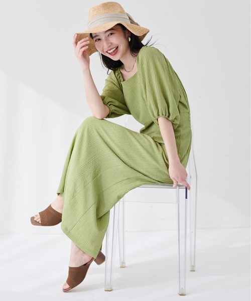 natural couture（ナチュラルクチュール）の「袖ボリュームセミタイトワンピース（ワンピース・レディース・その他3/その他2/その他1/ブラック/グリーン/サックスブルー・FREE）」の2枚目の写真