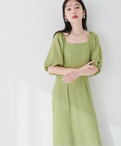 セール】袖ボリュームセミタイトワンピース（ワンピース）｜natural