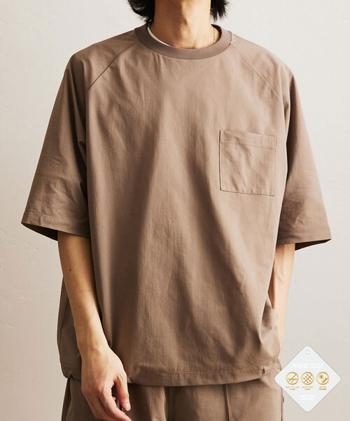超人気✿春夏◎エディフィス　パネルドッキング Tシャツ　1.7万　コットン　L セール】UVカット・吸水速乾・防シワ PERFECTECH メッシュT