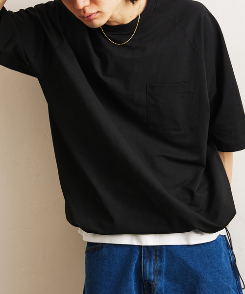 417 EDIFICE(フォーワンセブンエディフィス)の「UVカット・吸水速乾・防シワ PERFECTECH メッシュTシャツ(Tシャツ/カットソー・メンズ・ベージュ/ブラック・SMALL/MEDIUM/LARGE)」の9枚目の写真