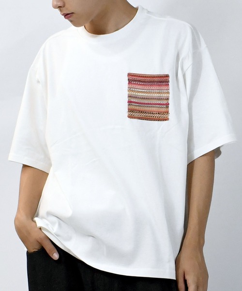 セール】balfas lace pocket T-shirt/バルファスレース編み
