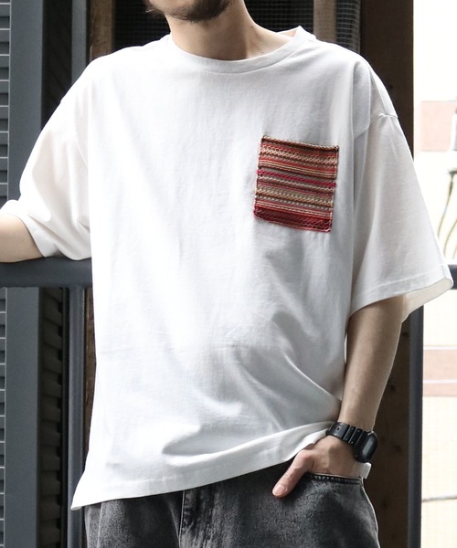 【セール】balfas lace pocket T-shirt/バルファスレース編み ポケット クルーネック半袖Tシャツ（Tシャツ/カットソー）｜Starting Over（スターティングオーバー）