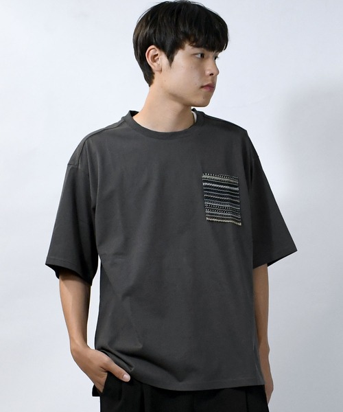 【セール】balfas lace pocket T-shirt/バルファスレース編み ポケット クルーネック半袖Tシャツ（Tシャツ/カットソー）｜Starting Over（スターティングオーバー）