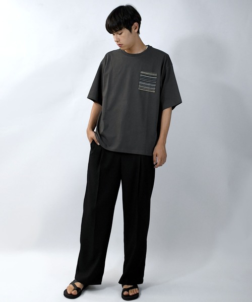 【セール】balfas lace pocket T-shirt/バルファスレース編み ポケット クルーネック半袖Tシャツ（Tシャツ/カットソー）｜Starting Over（スターティングオーバー）
