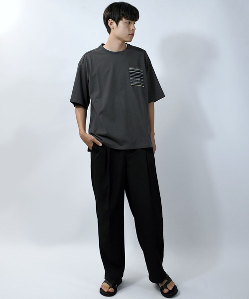【セール】balfas lace pocket T-shirt/バルファスレース編み ポケット クルーネック半袖Tシャツ（Tシャツ/カットソー）｜Starting Over（スターティングオーバー）