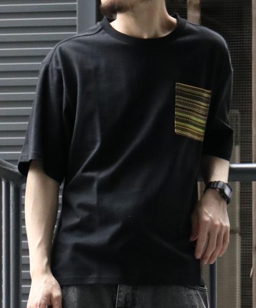 【セール】balfas lace pocket T-shirt/バルファスレース編み ポケット クルーネック半袖Tシャツ（Tシャツ/カットソー）｜Starting Over（スターティングオーバー）