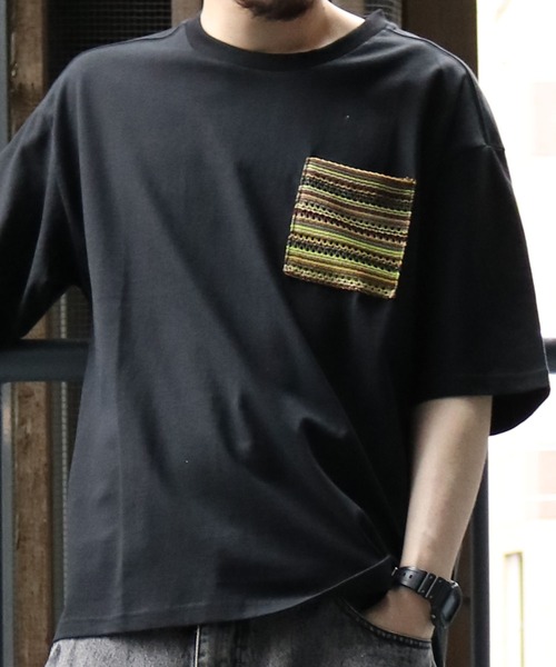【セール】balfas lace pocket T-shirt/バルファスレース編み ポケット クルーネック半袖Tシャツ（Tシャツ/カットソー）｜Starting Over（スターティングオーバー）