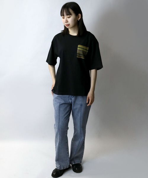 【セール】balfas lace pocket T-shirt/バルファスレース編み ポケット クルーネック半袖Tシャツ（Tシャツ/カットソー）｜Starting Over（スターティングオーバー）