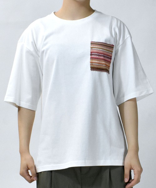 【セール】balfas lace pocket T-shirt/バルファスレース編み ポケット クルーネック半袖Tシャツ（Tシャツ/カットソー）｜Starting Over（スターティングオーバー）