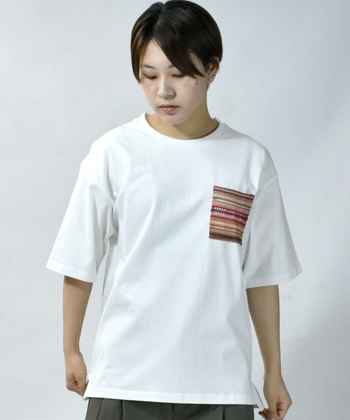 【セール】balfas lace pocket T-shirt/バルファスレース編み ポケット クルーネック半袖Tシャツ（Tシャツ/カットソー）｜Starting Over（スターティングオーバー）