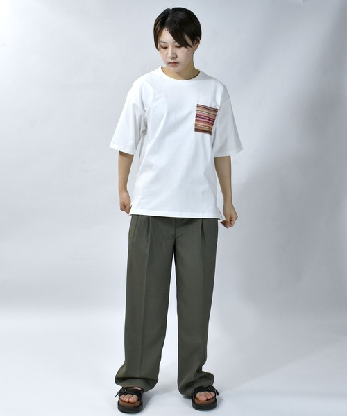 【セール】balfas lace pocket T-shirt/バルファスレース編み ポケット クルーネック半袖Tシャツ（Tシャツ/カットソー）｜Starting Over（スターティングオーバー）