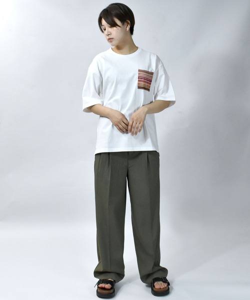 【セール】balfas lace pocket T-shirt/バルファスレース編み ポケット クルーネック半袖Tシャツ（Tシャツ/カットソー）｜Starting Over（スターティングオーバー）