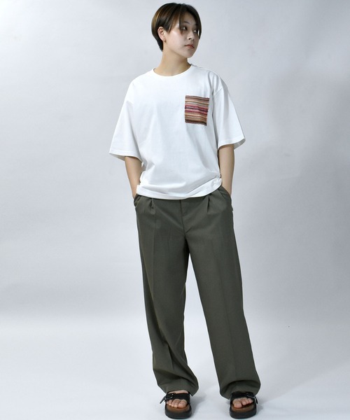 【セール】balfas lace pocket T-shirt/バルファスレース編み ポケット クルーネック半袖Tシャツ（Tシャツ/カットソー）｜Starting Over（スターティングオーバー）