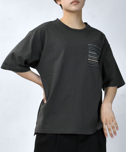 【セール】balfas lace pocket T-shirt/バルファスレース編み ポケット クルーネック半袖Tシャツ（Tシャツ/カットソー）｜Starting Over（スターティングオーバー）