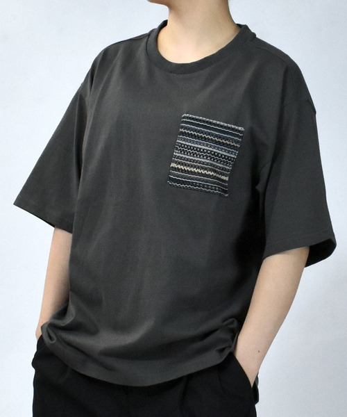 【セール】balfas lace pocket T-shirt/バルファスレース編み ポケット クルーネック半袖Tシャツ（Tシャツ/カットソー）｜Starting Over（スターティングオーバー）