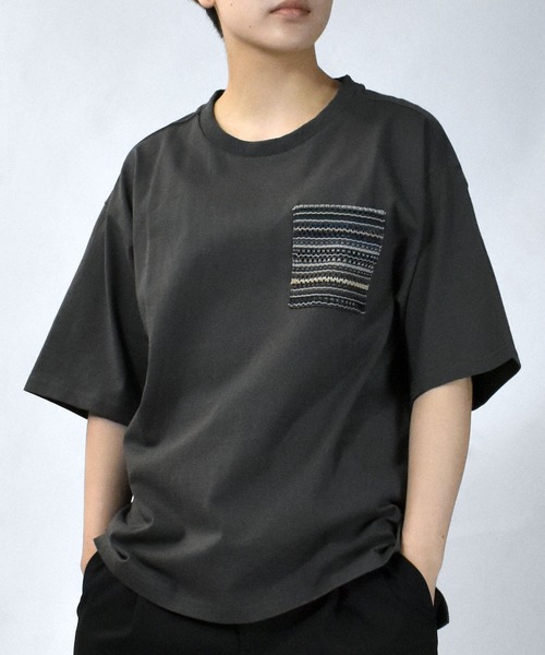 【セール】balfas lace pocket T-shirt/バルファスレース編み ポケット クルーネック半袖Tシャツ（Tシャツ/カットソー）｜Starting Over（スターティングオーバー）