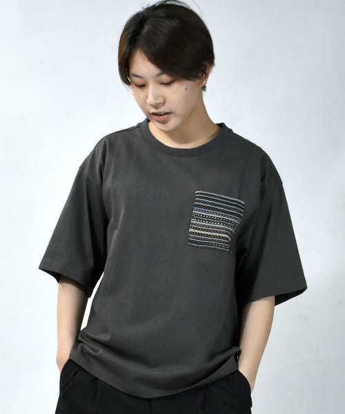 【セール】balfas lace pocket T-shirt/バルファスレース編み ポケット クルーネック半袖Tシャツ（Tシャツ/カットソー）｜Starting Over（スターティングオーバー）