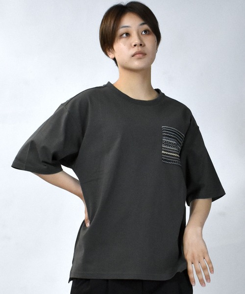 【セール】balfas lace pocket T-shirt/バルファスレース編み ポケット クルーネック半袖Tシャツ（Tシャツ/カットソー）｜Starting Over（スターティングオーバー）