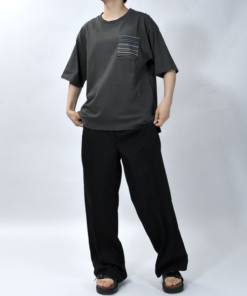 【セール】balfas lace pocket T-shirt/バルファスレース編み ポケット クルーネック半袖Tシャツ（Tシャツ/カットソー）｜Starting Over（スターティングオーバー）