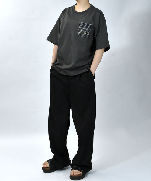 【セール】balfas lace pocket T-shirt/バルファスレース編み ポケット クルーネック半袖Tシャツ（Tシャツ/カットソー）｜Starting Over（スターティングオーバー）