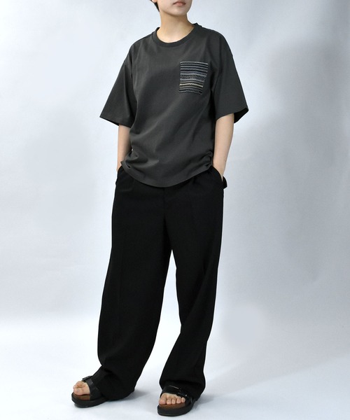 【セール】balfas lace pocket T-shirt/バルファスレース編み ポケット クルーネック半袖Tシャツ（Tシャツ/カットソー）｜Starting Over（スターティングオーバー）