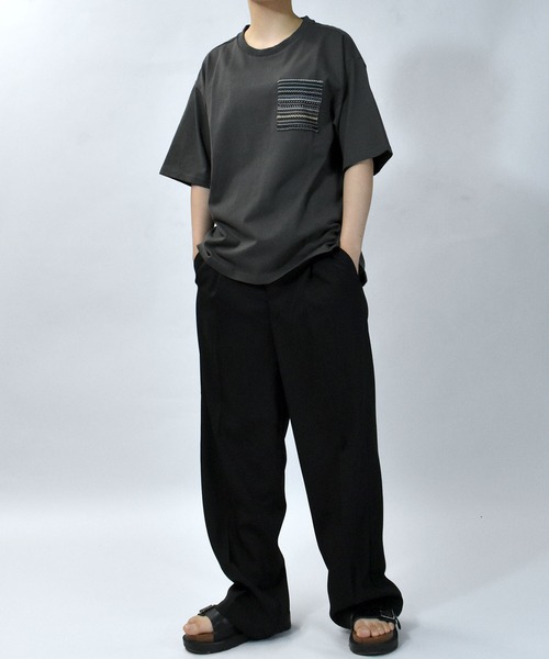 【セール】balfas lace pocket T-shirt/バルファスレース編み ポケット クルーネック半袖Tシャツ（Tシャツ/カットソー）｜Starting Over（スターティングオーバー）