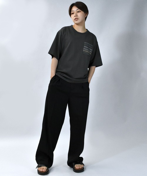 【セール】balfas lace pocket T-shirt/バルファスレース編み ポケット クルーネック半袖Tシャツ（Tシャツ/カットソー）｜Starting Over（スターティングオーバー）