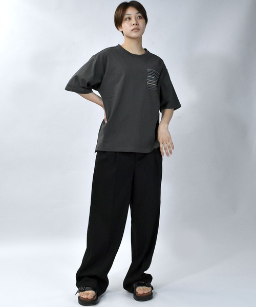 【セール】balfas lace pocket T-shirt/バルファスレース編み ポケット クルーネック半袖Tシャツ（Tシャツ/カットソー）｜Starting Over（スターティングオーバー）